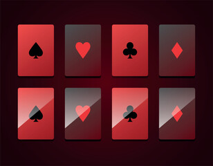 Playing cards. Vector illustration isolated on dark background.