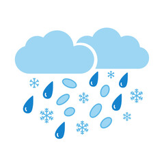 Mixed Precipitation Weather Icon - Clouds with Raindrops, Sleet, and Snowflakes