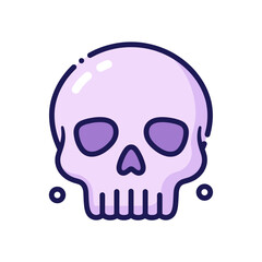 Purple Cartoon Skull Icon - Halloween or Danger Symbol