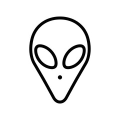 Classic Alien Head Outline Icon - Extraterrestrial or Sci-Fi Symbol (Black)