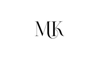 MK initial letters, monogram logo