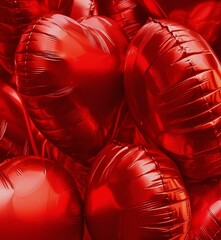 Shiny Red Heart-Shaped Balloons for Valentine's Day Celebration
