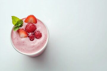 Smoothie with raspberry, blackberry and blueberry on white background