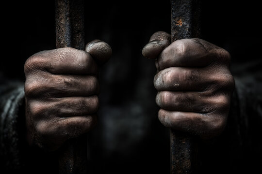 h&auml;nde r&uuml;tteln an gef&auml;ngnis gitter st&auml;ben