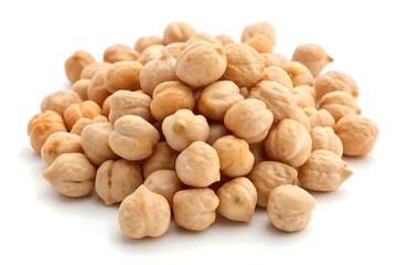 Pile of dried chickpeas isolated on white background