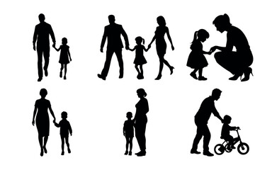 Family silhouette vector art 