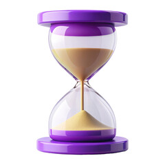 3D Render of Purple and Blue Hourglass Icon with Sand Isolated 