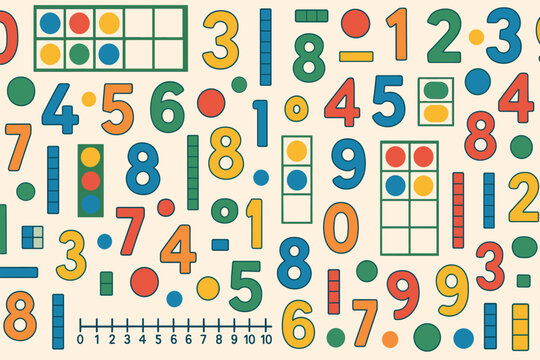 Colorful pattern of numbers and counting visuals for early math