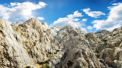 Mountain peaks under a brilliant blue sky