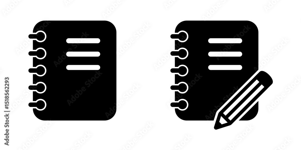 Aufkleber notebook with pencil icon. notepad with pencil icon. notepad icon.