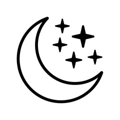 Crescent moon with stars icon. Night icon.