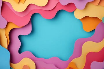 Abstract background with paper cut shapes. Colorful paper cut background. 3d rendering