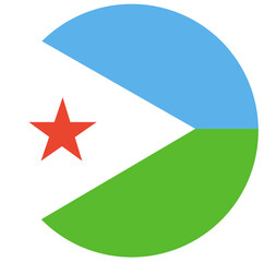 The flag of Djibouti. Flag icon. Standard color. Round flag. Digital illustration.