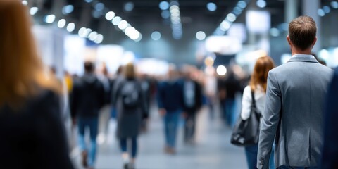 Blurred Crowd at Trade Show or Expo Event