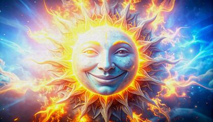 OIL PAINTING STYLE ILLUSTRATION sun in the sky