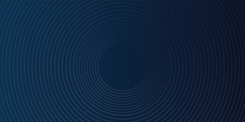 Abstract blue glowing geometric lines on dark blue background. Modern shiny blue circle lines pattern. Futuristic technology concept. Suit for cover, poster, banner, header, website.