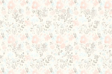 Delicate watercolor floral pattern on cream