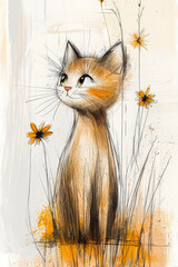 Abstarct minimalist art,cat