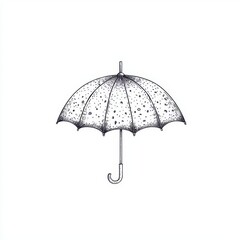 This doodle icon illustration showcases a handdrawn umbrella standing against the rain