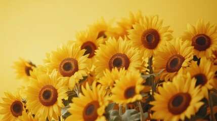 Fototapeta premium Sunflowers on yellow background