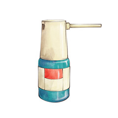 Aerosol bottle with beige cap. Нand drawn illustration of throat spray or oral spray isolated on a white background for design