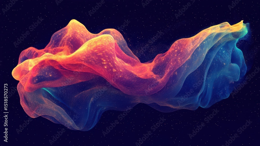 Poster big data transfer concepts in internet. abstract virtual stream. flowing digital code. storage cloud