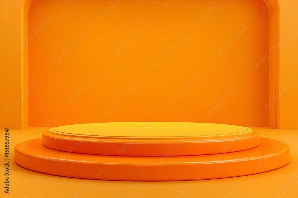 Aufkleber a blank cement backdrop set against an empty yellow background with a studio spotlight is ideal for 