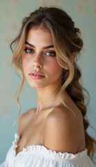 Fototapeta premium A gorgeous blonde woman with long hair