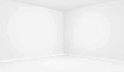 Fototapeta premium The interior design of an empty studio features a clean and minimal space with a white or grey background, including a floor, podium, or platform for product display on a 3d backdrop