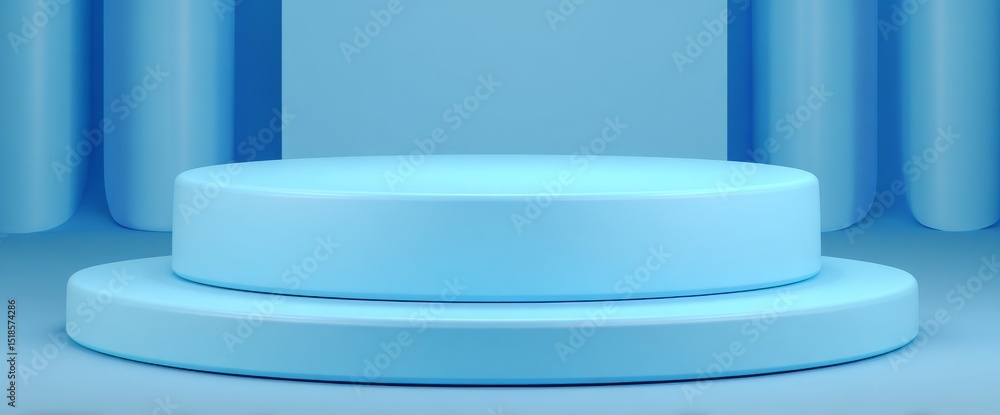 Poster a 3d platform with a light blue podium and transparent background serves as a modern display stage f