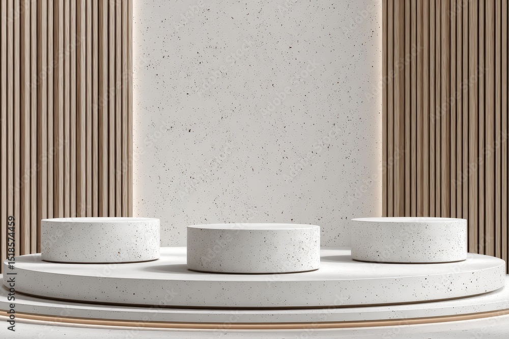 Poster a blank luxury stand presentation pedestal with a white terrazzo podium serves as a 3d background pl