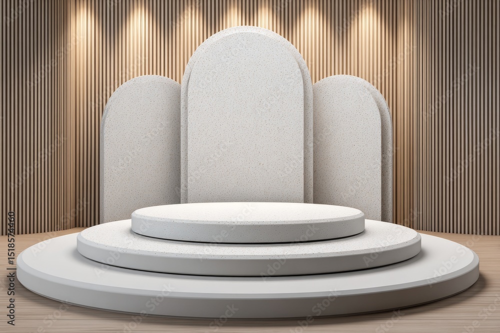 Poster modern design empty scene template featuring a white terrazzo podium as a 3d background platform for