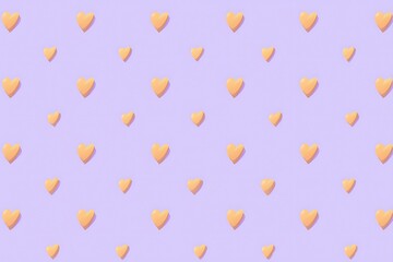 Golden hearts repeating on lavender background