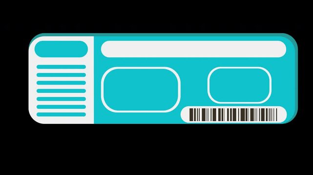 Bright Ticket Illustration with Modern Design and Vibrant Cyan Color Palette on a Transparent Background