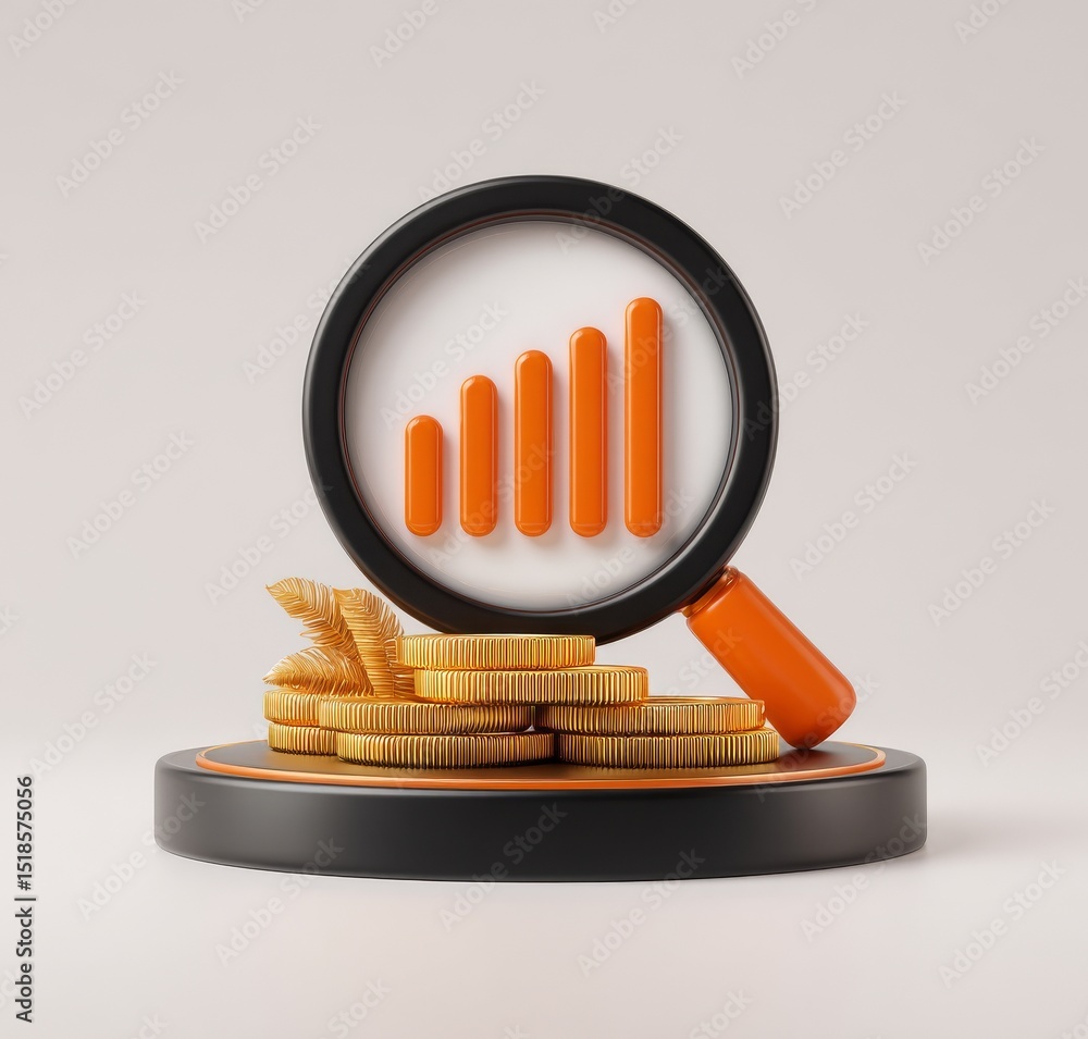 Poster financial business investment and banking are analyzed in 3d with the use of charts, graphs, and dat