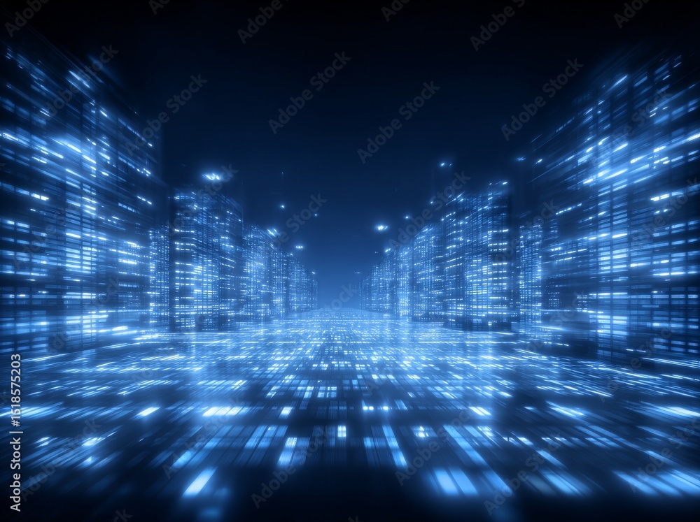 Poster low-light data centers utilize server cabinets to store training sets for ai and analytics, supporte