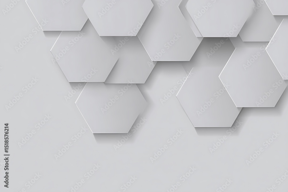 Poster white hexagons in offset layered arrangement