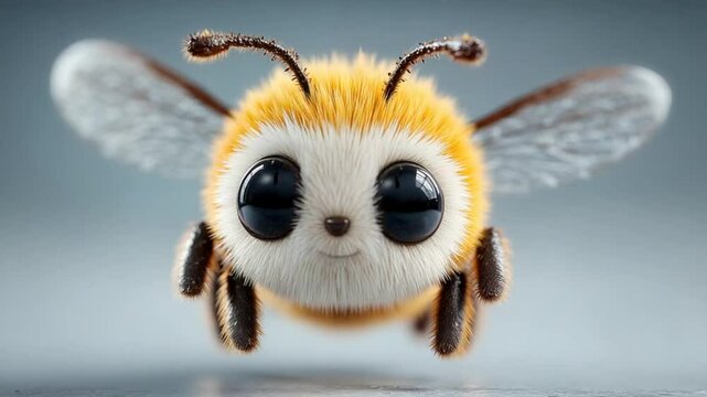 Adorable fluffy baby bee animation in a seamless loop for nature and animal lovers