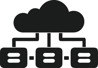 Minimal black silhouette icon representing cloud based server design for technology