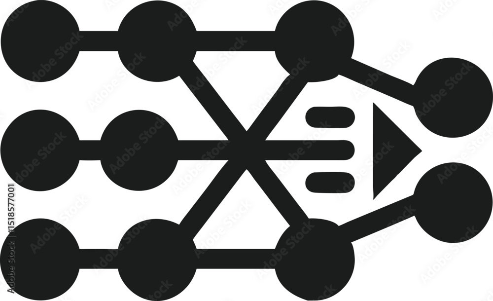 Aufkleber Abstract neural network icon design representing data flow and artificial intelligence concept