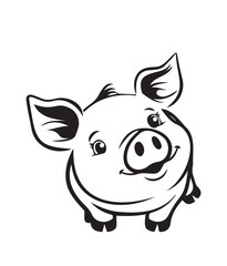 Fototapeta premium Cheerful Piglet Portrait: A charming illustration of a happy piglet, showcasing its endearing features and capturing a sense of farmyard innocence.