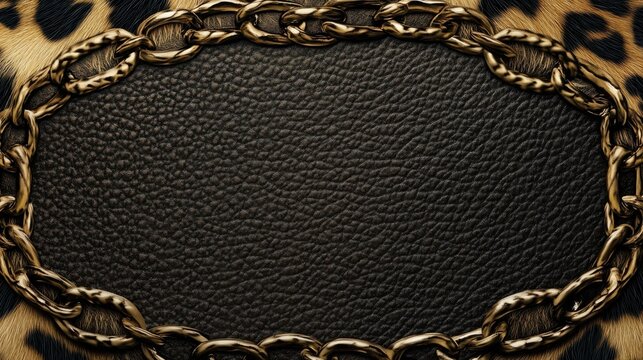 typography slogan on leopard skin with chain lace frame illustration illustration , no logos, no brands