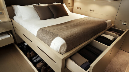 Small Urban Apartment Bedroom with Smart Storage and Stylish Design 