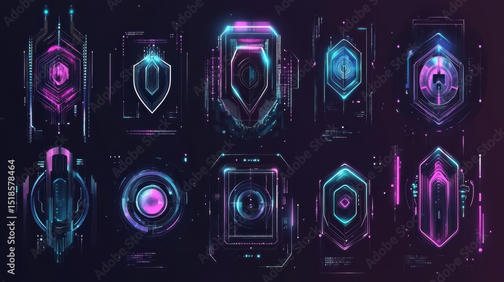 Poster information control and security abstract concept vector illustration set. general data protection r