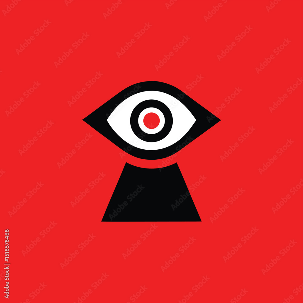 Poster abstract symbolic eye design on a red background perfect for various applications