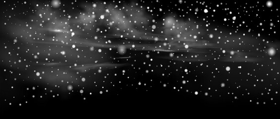 Snow and wind. White gradient decorative element on a transparent background. Christmas winter and snow with fog. Snowstorm, blizzard or swirl. Vector