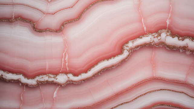 Luxury Pink Onyx Marble Texture with Golden Veins – High-Resolution Stone Tile Background