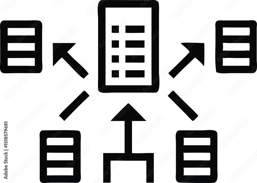 Poster scalable black silhouette icon design illustrating data analytics concepts