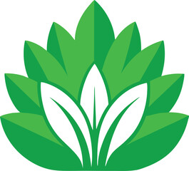 Stylized Green Leaf Logo Design with White Center Leaves Representing Nature Growth and Sustainability for Eco Friendly Businesses and Environmental Organizations on a White Background