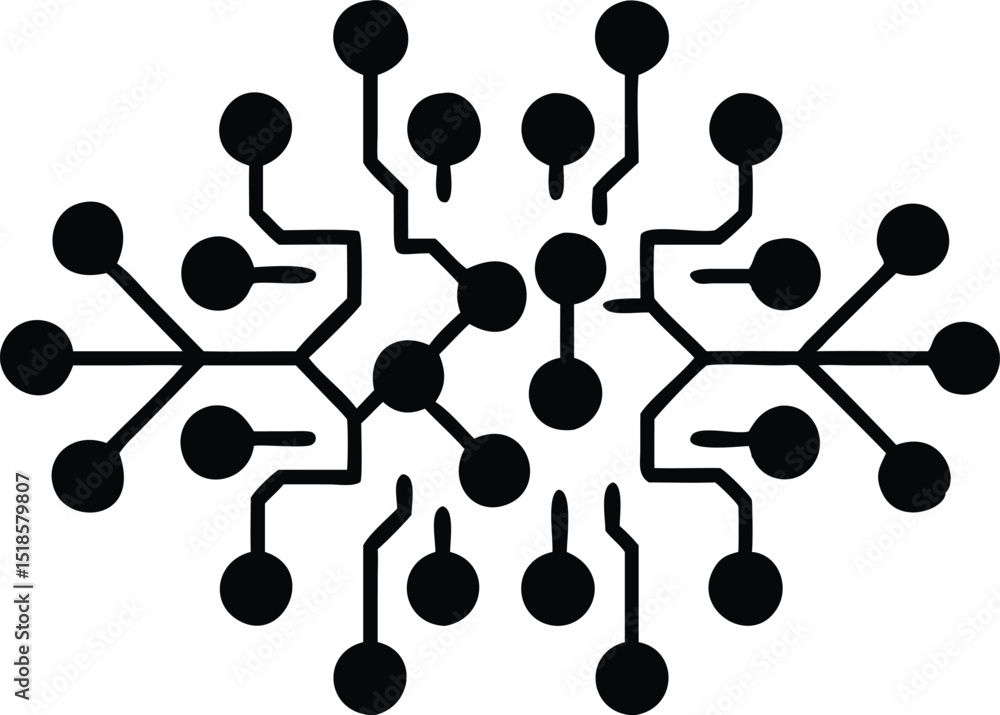 Aufkleber Abstract neural network data flow design with artistic elements representing information processing